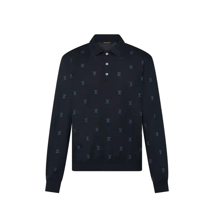 Louis Vuitton Wool, Silk and Cashmere Blend Long Sleeve LV Blason Polo Size US XS / EU 42 / 0 - 1 Thumbnail
