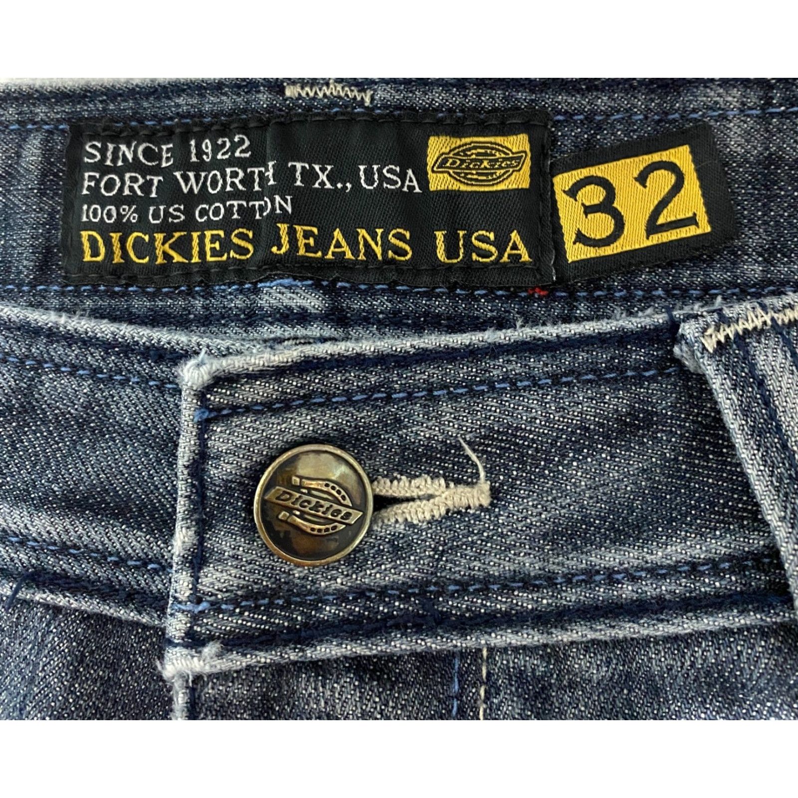 Dickies Dickies Jeans Men's 32×32 Regular Straight Distressed Embroidered USA Original Dickies jeans denim cotton 5-pocket Men Regular Gray/Medium wash Size US 32 / EU 48 - 7 Thumbnail