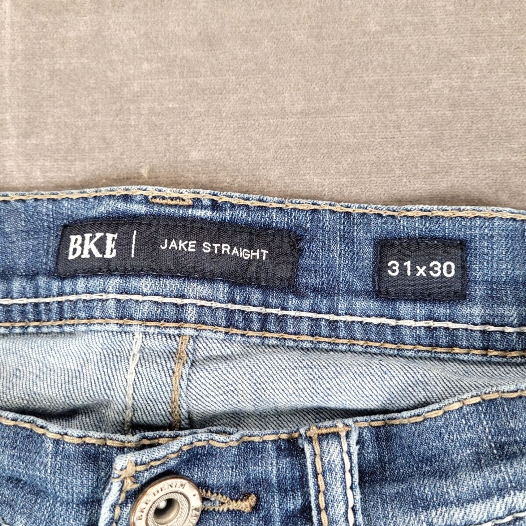 BKE BKE Jake Straight Jeans Mens 30x29 Blue Distressed Stretch Zip Button Ready to Ship Old Navy? Size US 30 / EU 46 - 2 Thumbnail