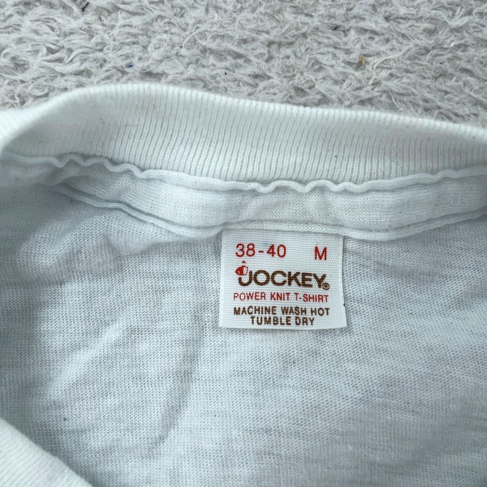 Jockey VINTAGE Distressed 80s Jockey Shirt Mens XS White Power Knit Tee Shirt Mens XS White Jockey Crew Neck Short Sleeve Solid Size US XS / EU 42 / 0 - 8 Thumbnail