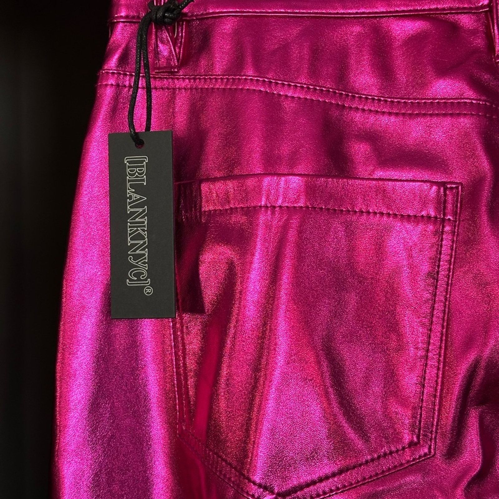 BLANKNYC [BlankNYC] NWT Hot Pink Faux Leather Wide Leg Franklin Pant Size 28" / US 6 / IT 42 - 8 Thumbnail