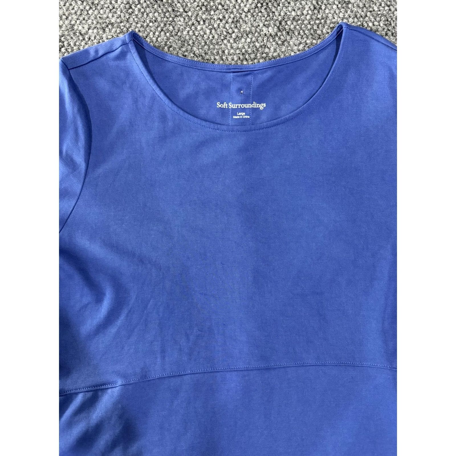 Soft Surroundings Soft Surroundings Blouse Womens Large Blue Scoop Neck Long Sleeve Tunic Top Size L / US 10 / IT 46 - 5 Thumbnail