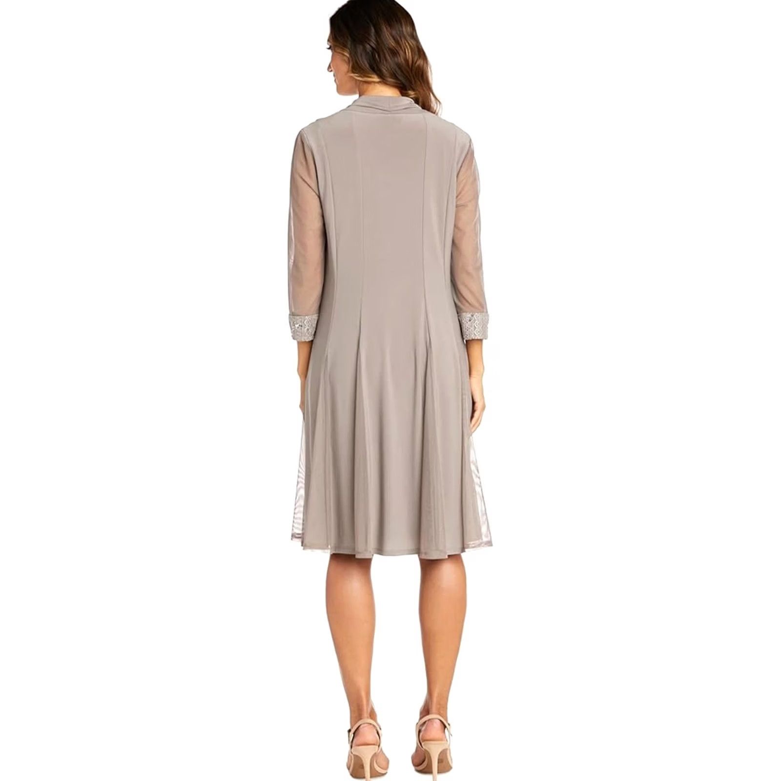 Vintage R & M Richards Womens Cocktail Dress taupe Plus Size 20W Size 3XL / US 20-22 - 2 Thumbnail