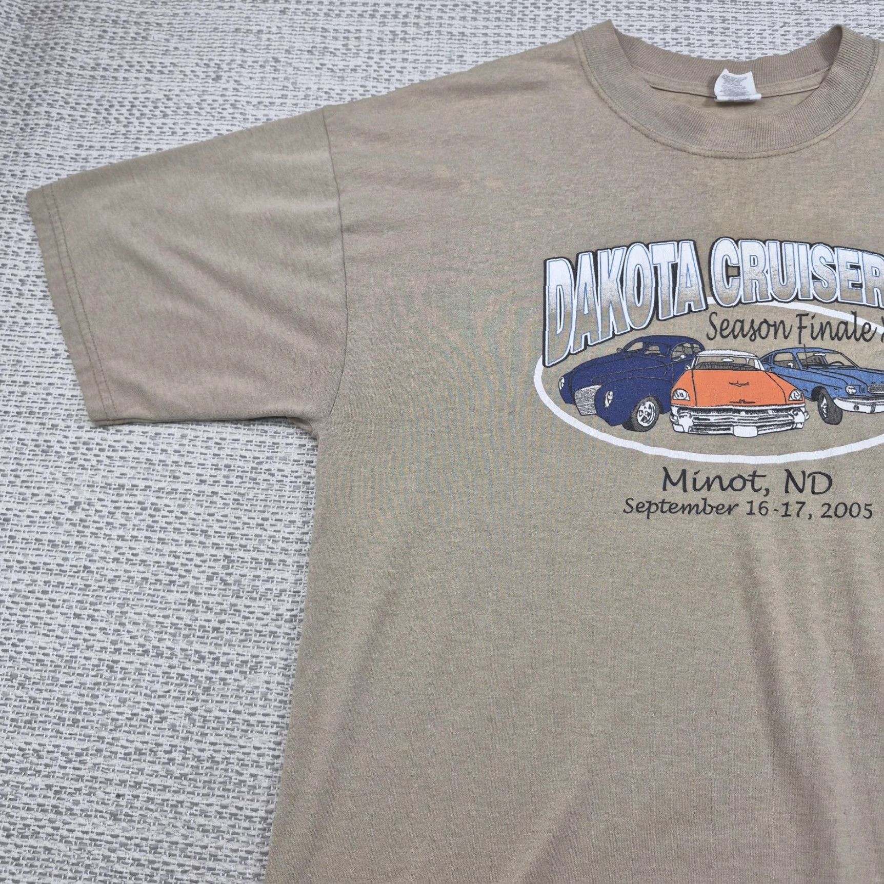 Jerzees VINTAGE Jerzees Dakota Cruisers Shirt Mens XL Beige Car Show Minot ND 2005 T-Shirt Crew Neck Short Sleeve Graphic Print Size US XL / EU 56 / 4 - 3 Thumbnail