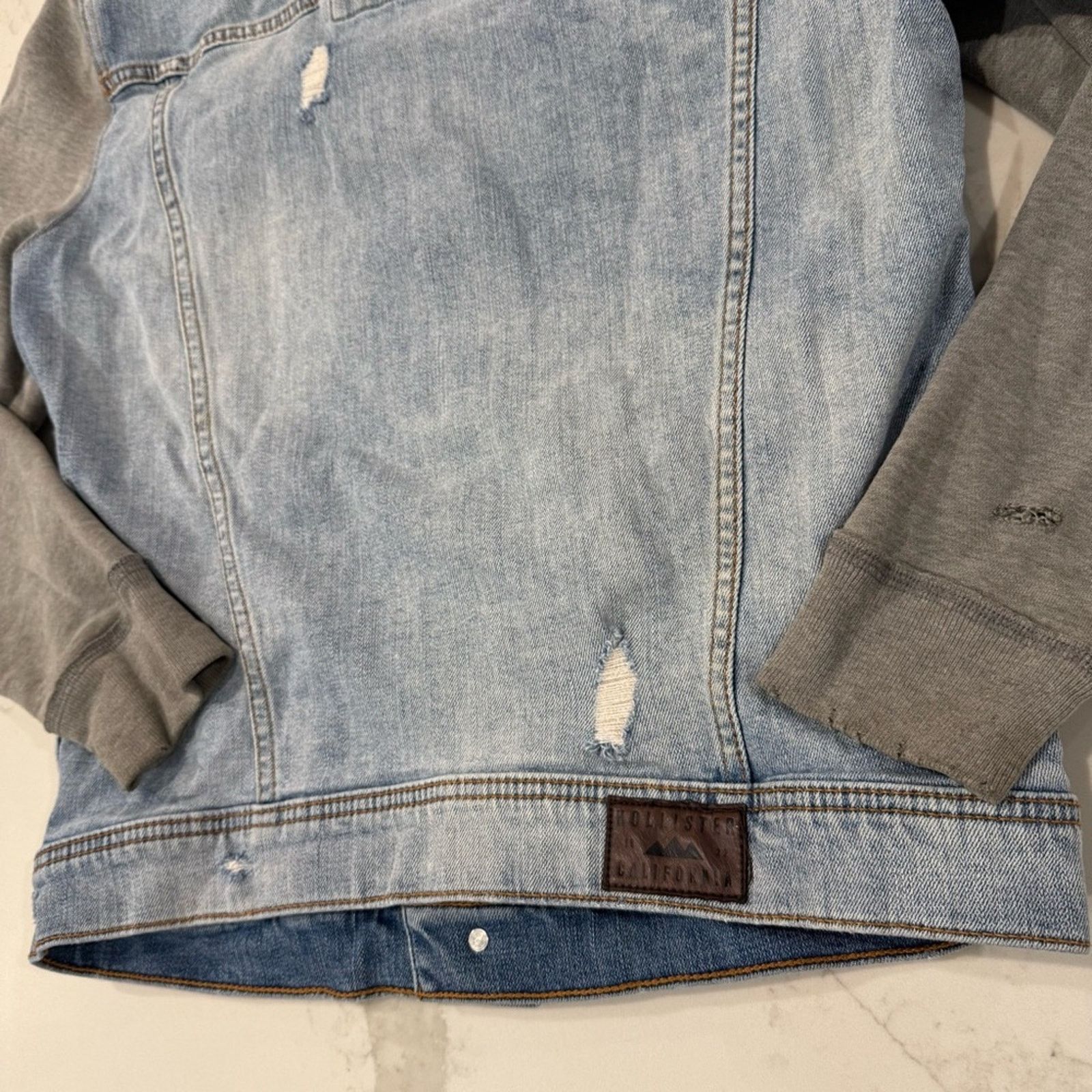 Hollister Hollister Distressed Denim Jersey Hooded Jacket Womens Small Size S / US 4 / IT 40 - 7 Thumbnail