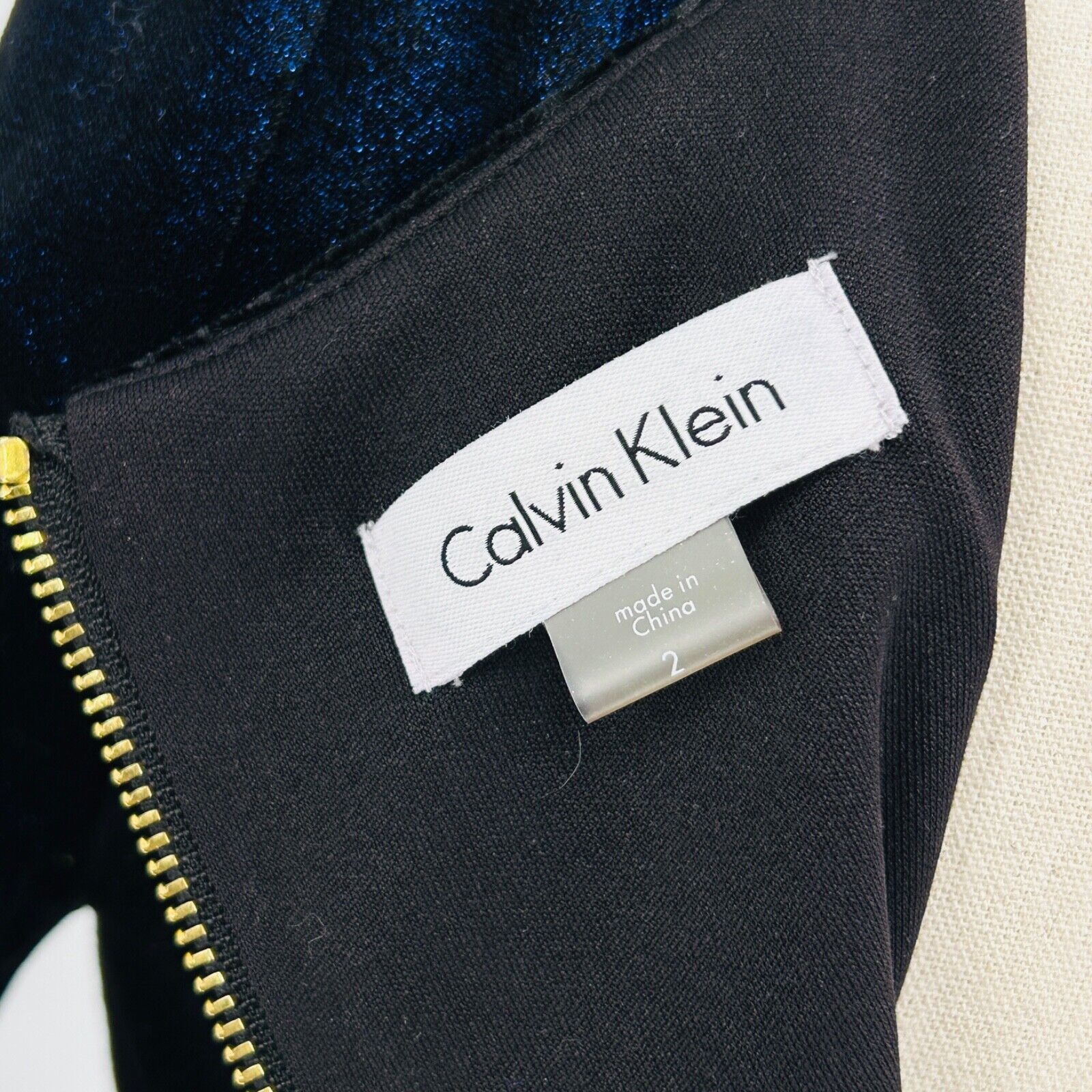 Calvin Klein NWT Calvin Klein Blue Metallic Velvet Midi Dress Size XS / US 0-2 / IT 36-38 - 8 Thumbnail