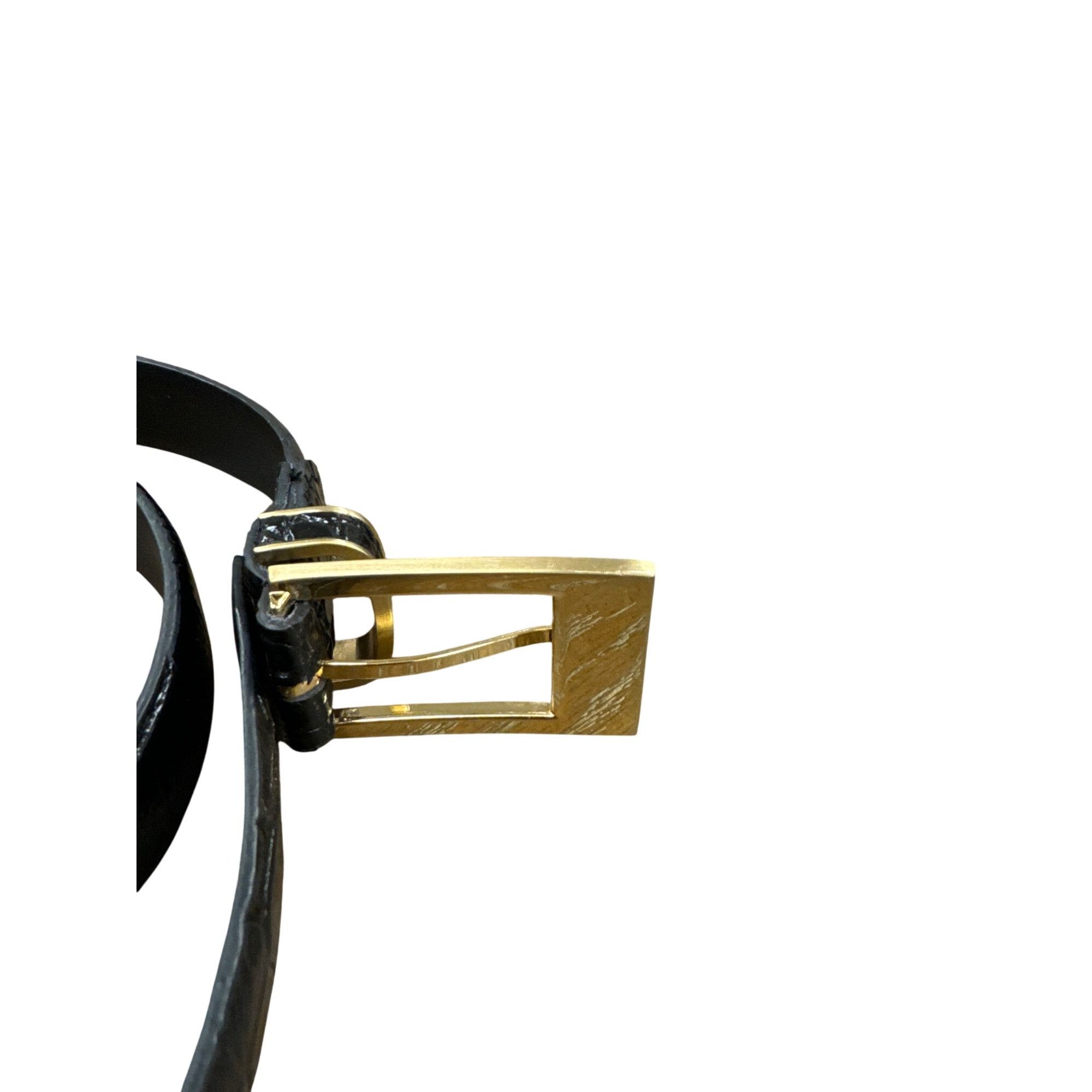 Stacy Adams Stacy Adams Mens Black Genuine Leather Belt With Gold Buckle Size 40 - 6 Thumbnail
