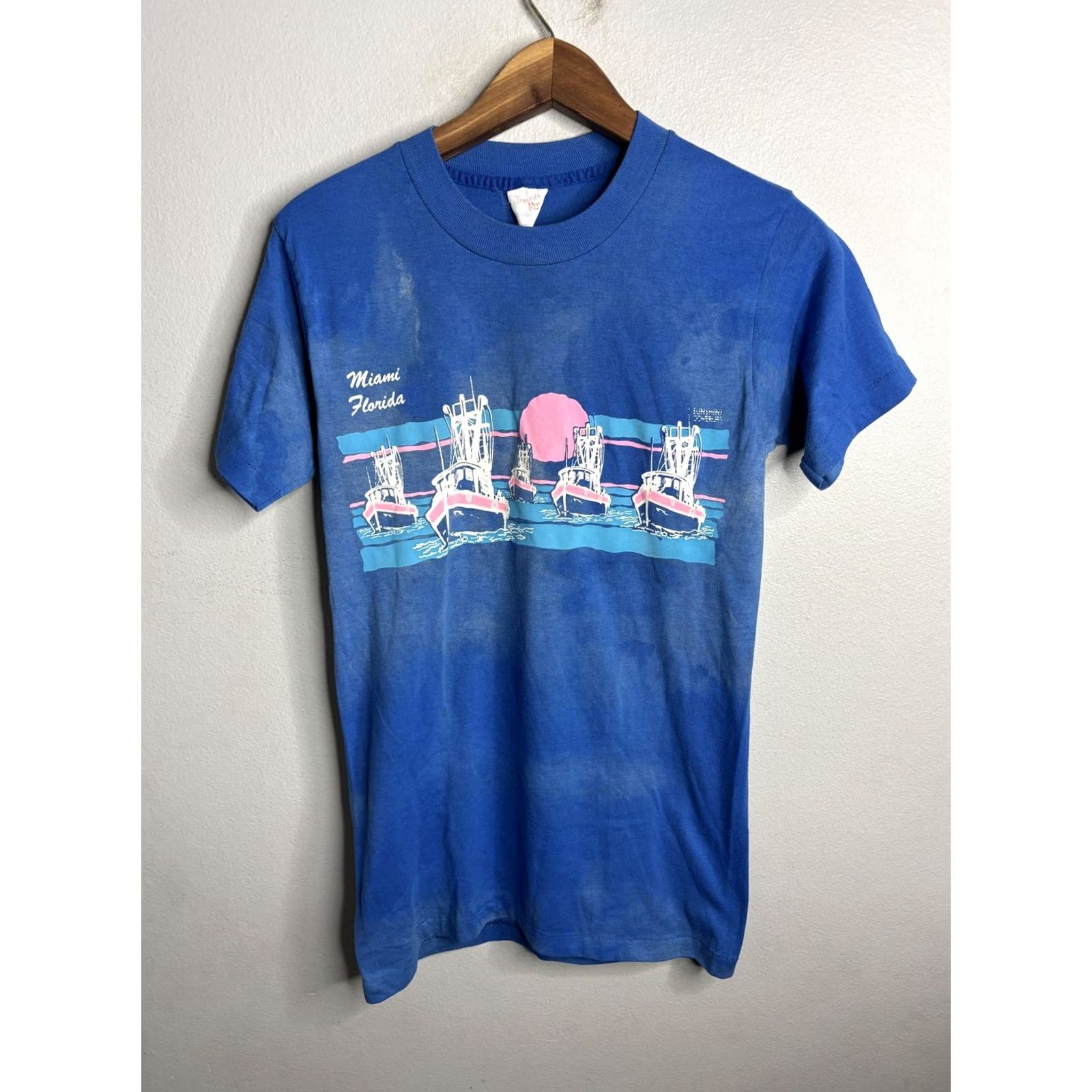 Vintage VINTAGE Miami Florida Shirt Mens Small Blue Boats Sunset 80s Tennessee River Tee Size US S / EU 44-46 / 1 - 2 Thumbnail