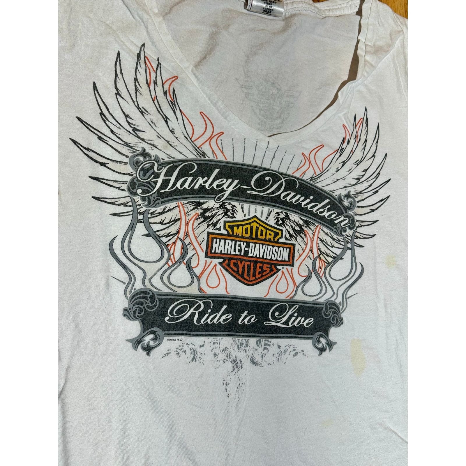 Harley Davidson Harley Davidson Ride To Live Alexandria MN. White V-Neck Size XL / US 12-14 / IT 48-50 - 6 Thumbnail