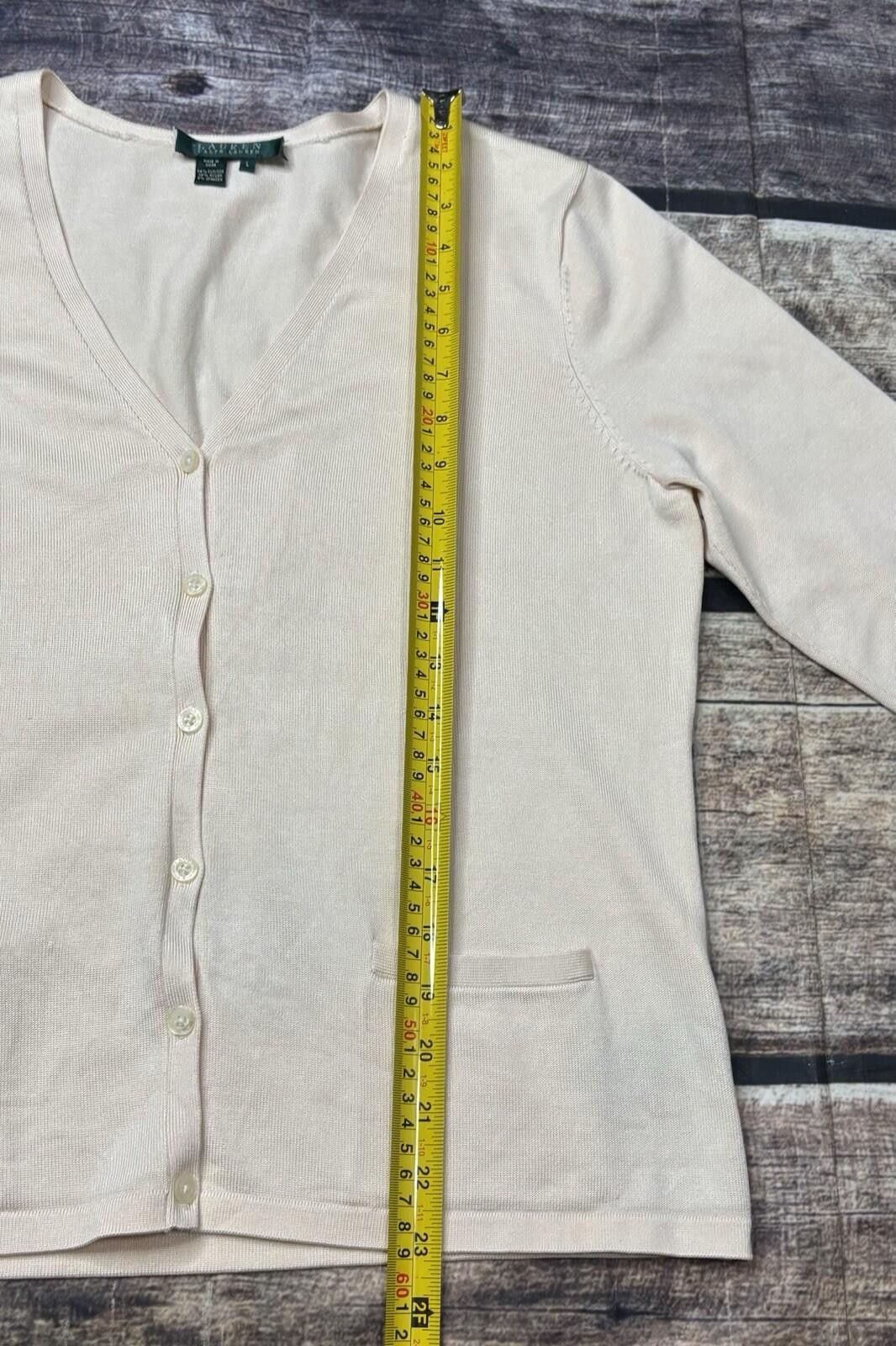 Lauren Ralph Lauren Lauren Ralph Lauren Cardigan Sweater L Silk Stretch Ivory Size L / US 10 / IT 46 - 12 Thumbnail