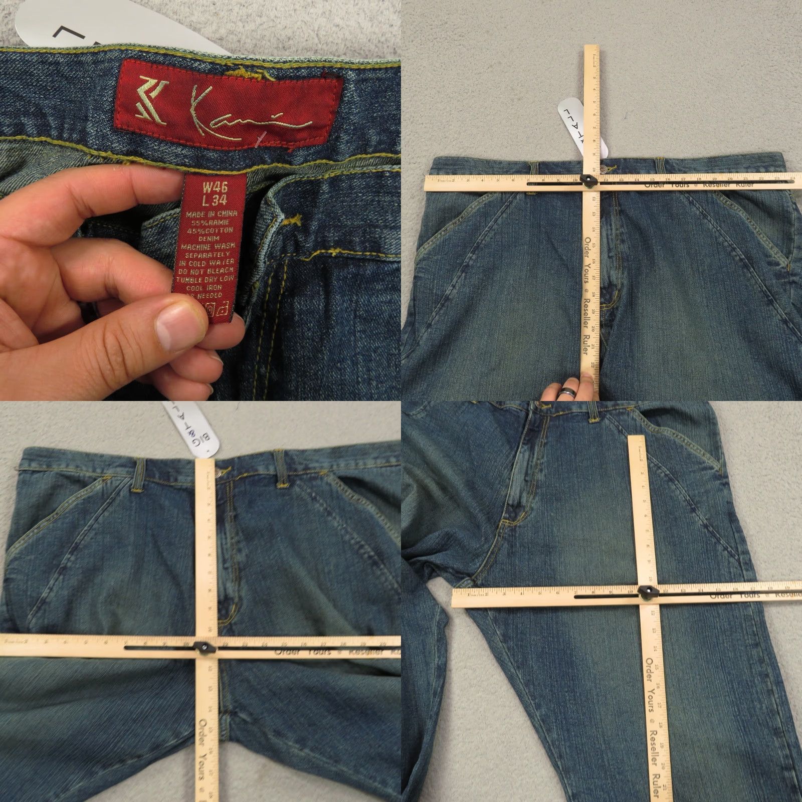 Karl Kani VINTAGE Karl Kani Jeans Men Baggy 46 Inseam 34 Wide-Leg 90s Grunge Hip Hop 11" Leg Opening Blue Denim 5-Pocket Mens Size US 30 / EU 46 - 8 Thumbnail