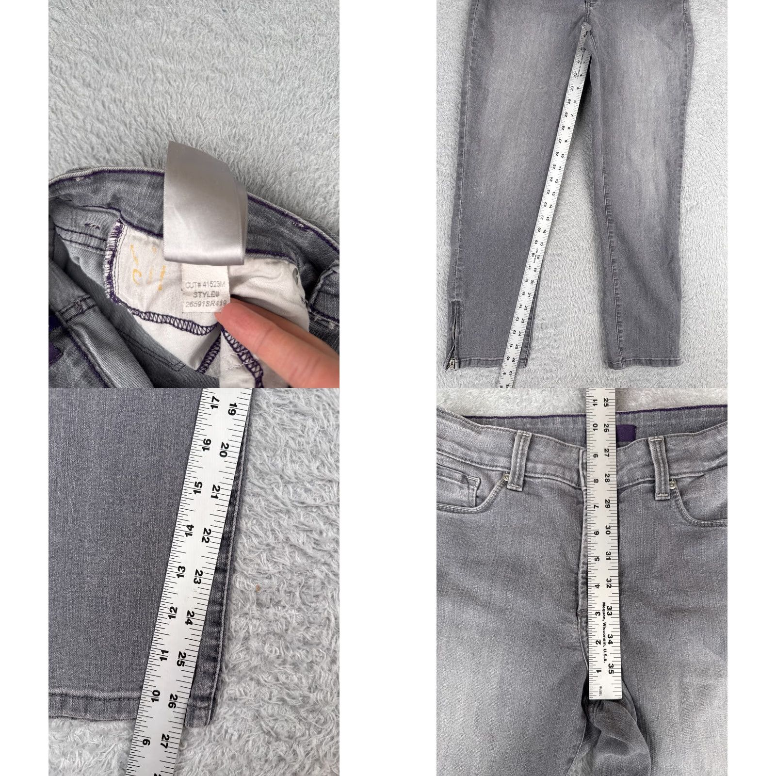NYDJ NYDJ Jeans Womens 6 Gray Denim Skinny Ankle Zip NYDJ Jeans 28x27 Cord 5-Pocket Solid Cotton Medium Rise Denim Wash Vintage No Size 28" / US 6 / IT 42 - 8 Thumbnail