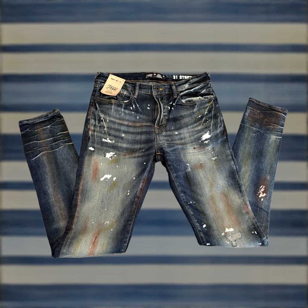 Prps Prps Jeans Men Skinny Distressed Painter Wash 31x33 Slim Fit Cotton Blend Denim Cotton Blend Blue 31x33 Universal Men Size US 31 - 1 Thumbnail
