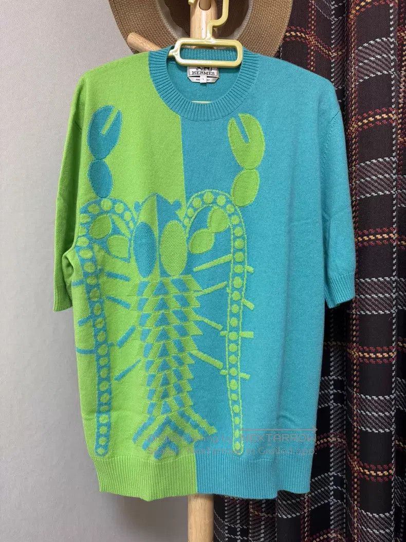 Hermes Hermes Cashmere Short Sleeve, 100% Cashmere Size US L / EU 52-54 / 3 - 1 Thumbnail