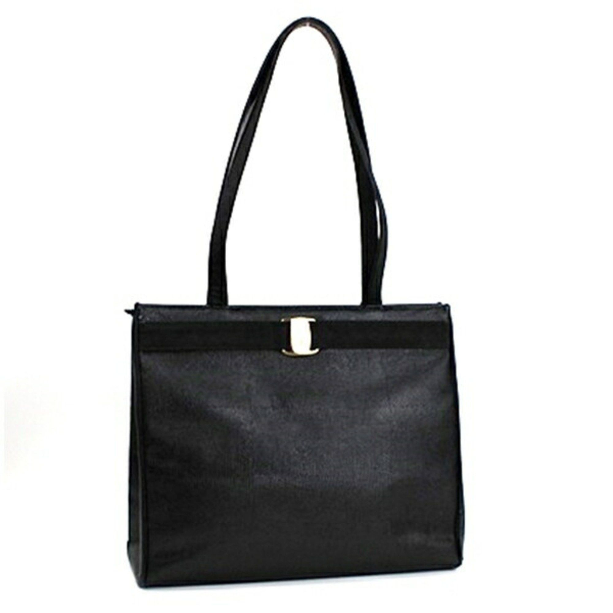 Salvatore Ferragamo Vara Tote Bag Shoulder Leather Black Women's