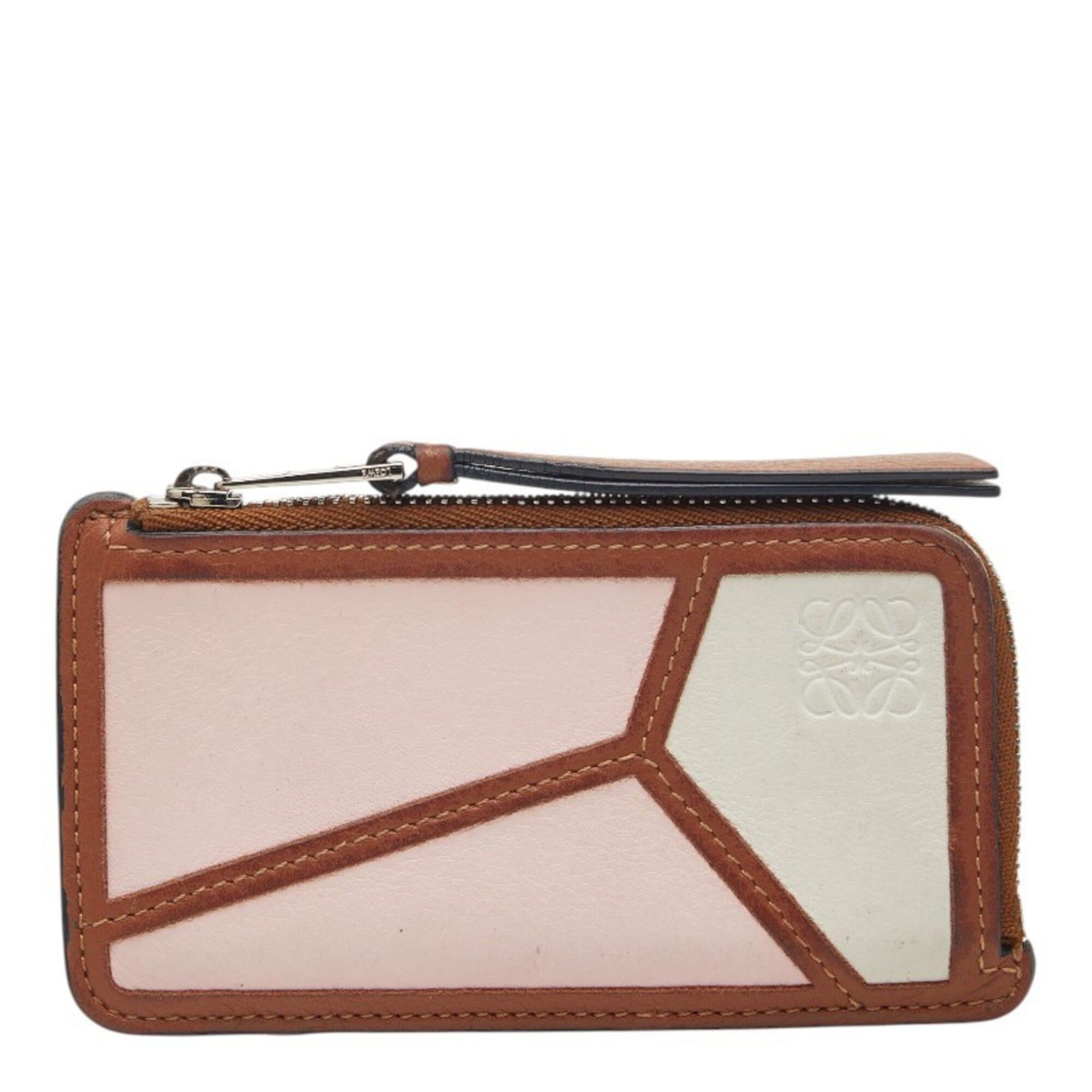 Loewe Loewe Anagram Puzzle Wallet/Coin Purse/Card Case in Brown, Pink, and White Leather for Women Size ONE SIZE - 1 Thumbnail