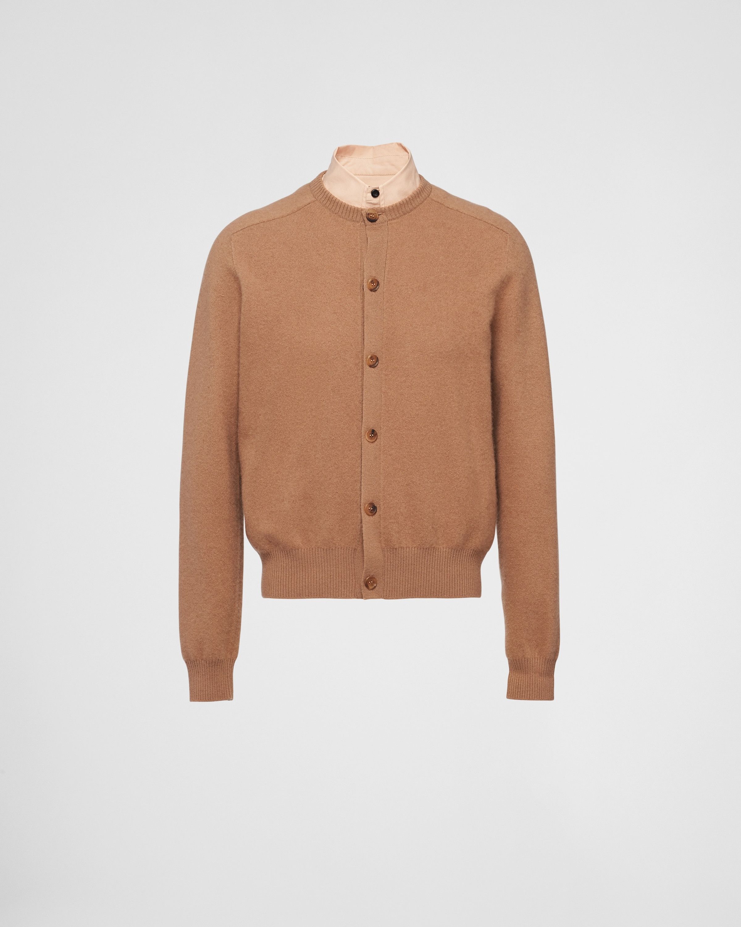 Prada o1bcso1str1025 Cashmere Cardigan With Collar in Camel Size US M / EU 48-50 / 2 - 1 Thumbnail