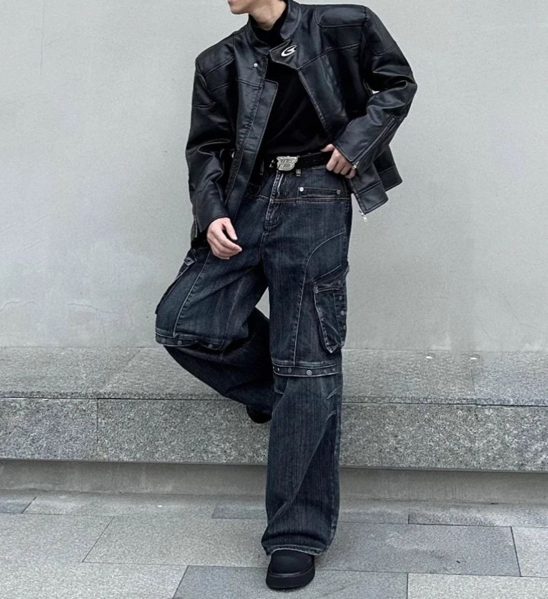 Japanese Brand × Jean Rivet Pleated Flared Wide Leg Distorted Jeans Size US 29 - 3 Thumbnail