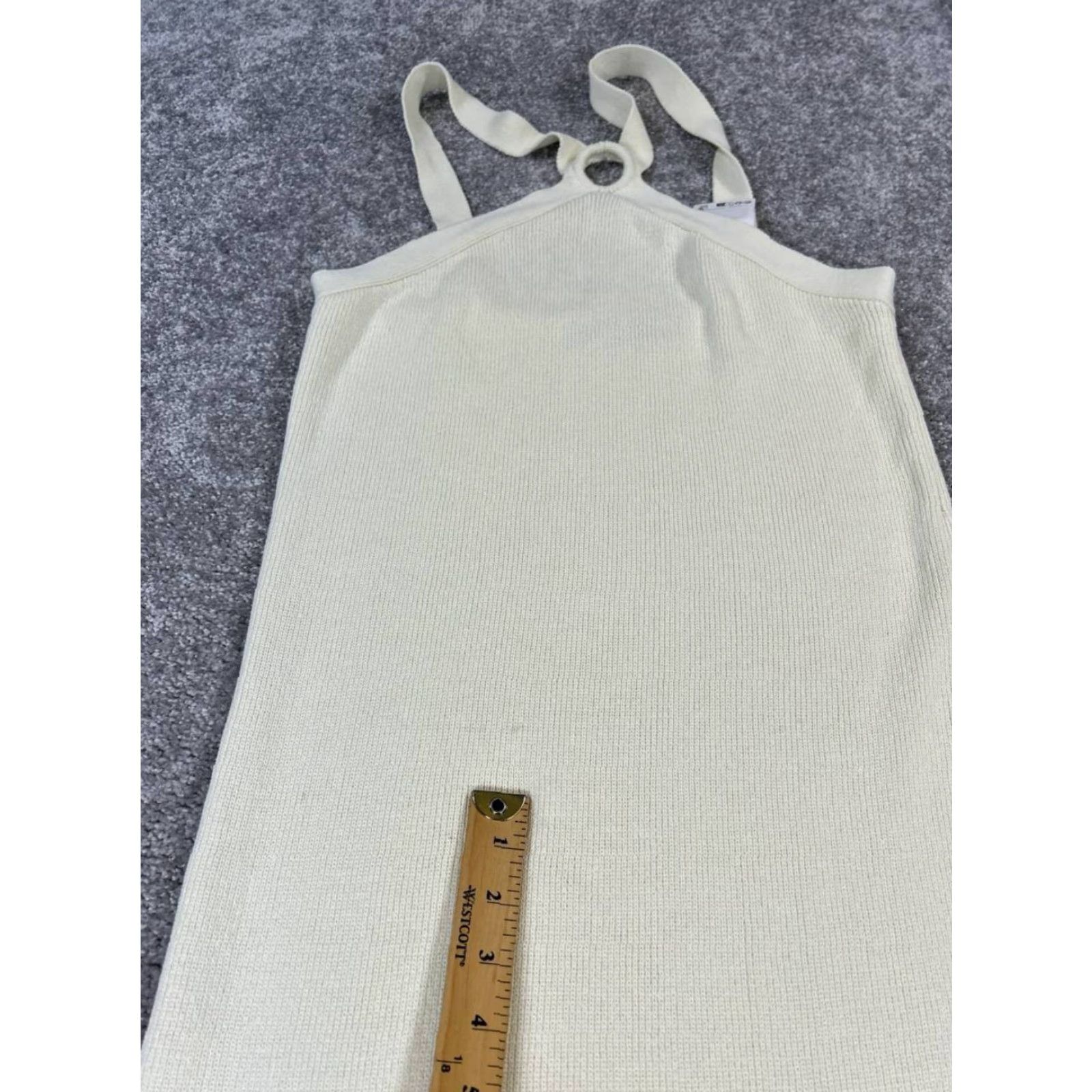 Vintage Mng Cotton Knit Midi Dress Womens Large Beige Sleeveless Cowl Neck Casual Summer Size L / US 10 / IT 46 - 6 Thumbnail