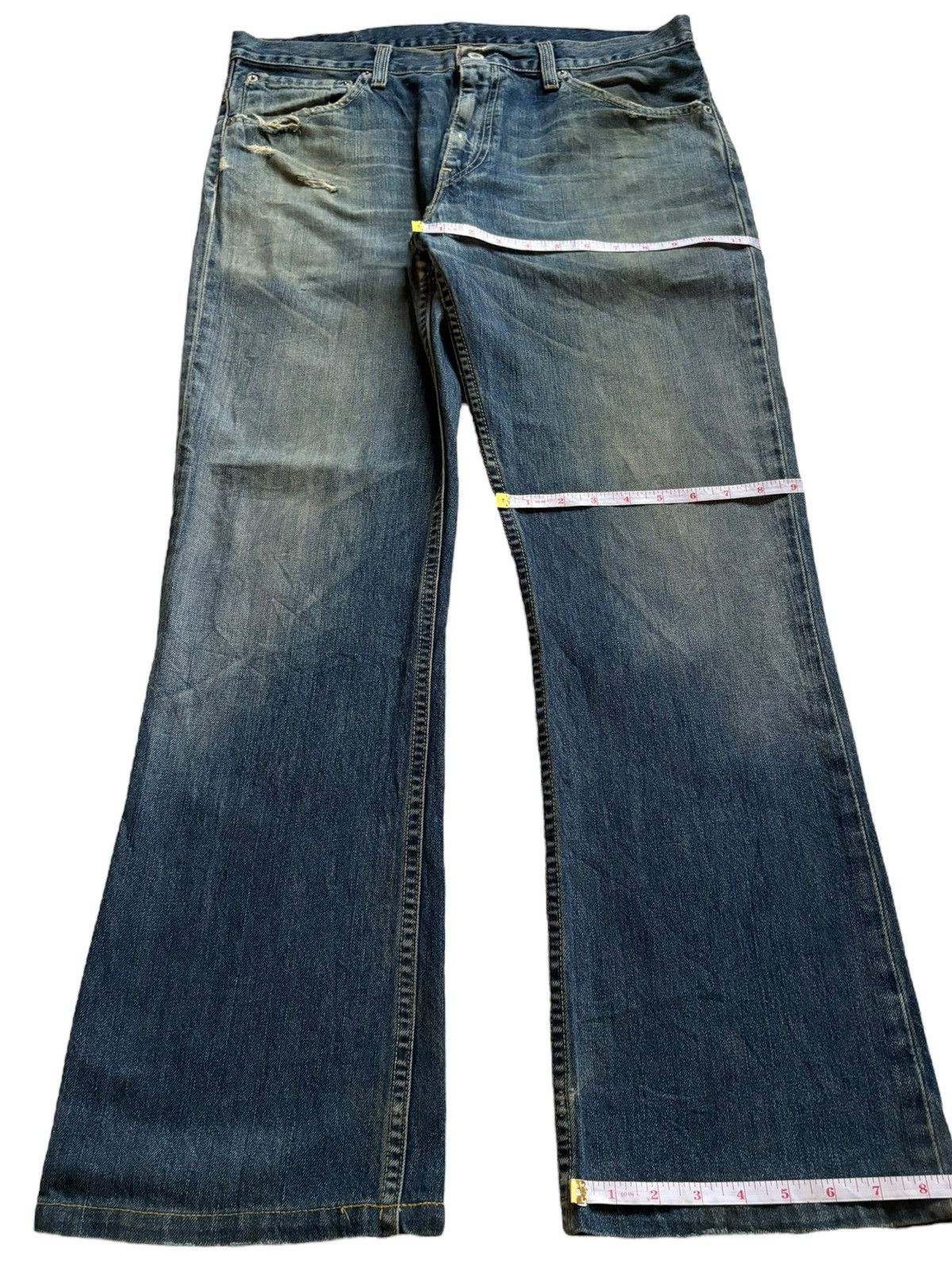Levi's Vintage 90s Levis 507 Mud Wash Distressed Bootcut Jeans Size US 35 - 14 Thumbnail
