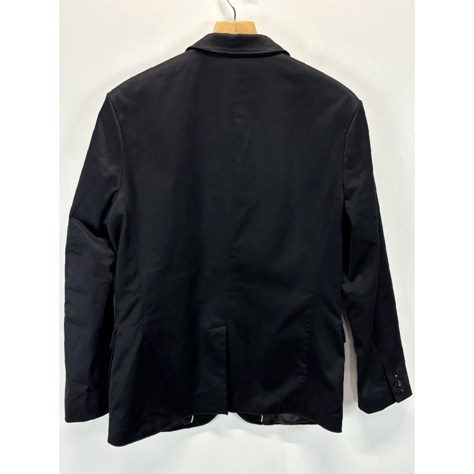 Express Express Black Blazer Sport Coat Men's Medium 38 Cotton Blend Two-Button Solid Business Party Size 40R - 3 Thumbnail