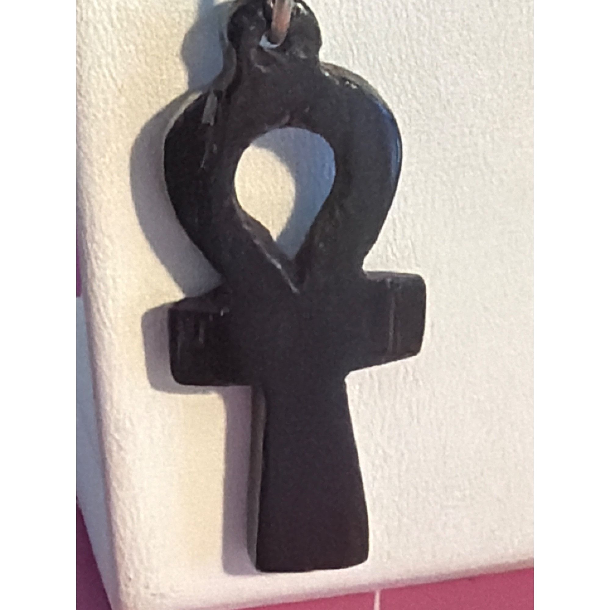 Other Black Ankh Dangle Earrings Tribal Wood Beads Silver Tone Hoo Size ONE SIZE - 2 Thumbnail