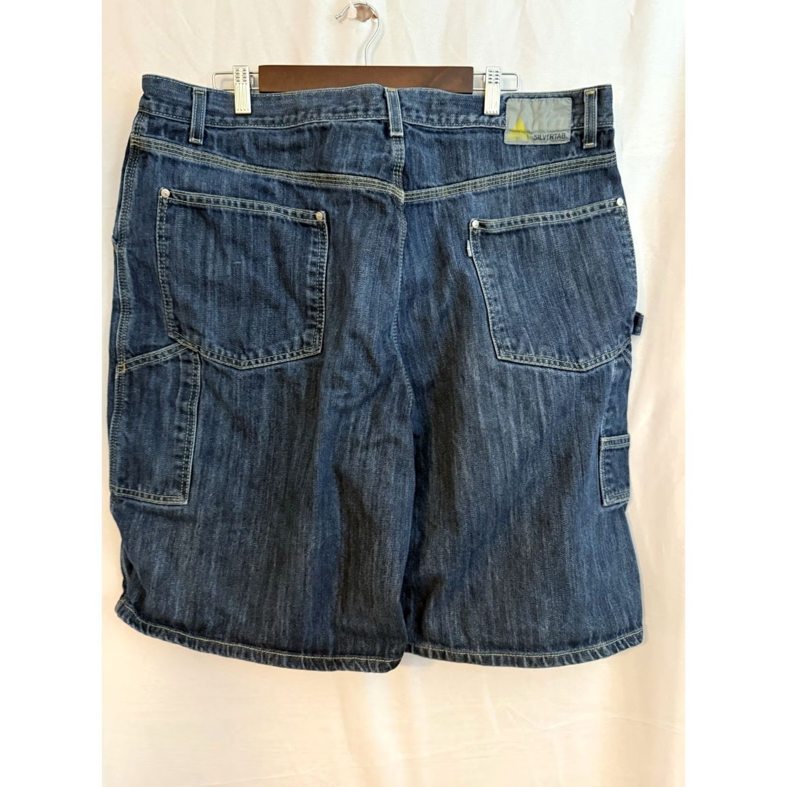 Denime VINTAGE SilverTab Mens Jeans Shorts Size 40 Denim Baggy Carpenter 90s Grunge Blue"} Size US 40 / EU 56 - 2 Thumbnail