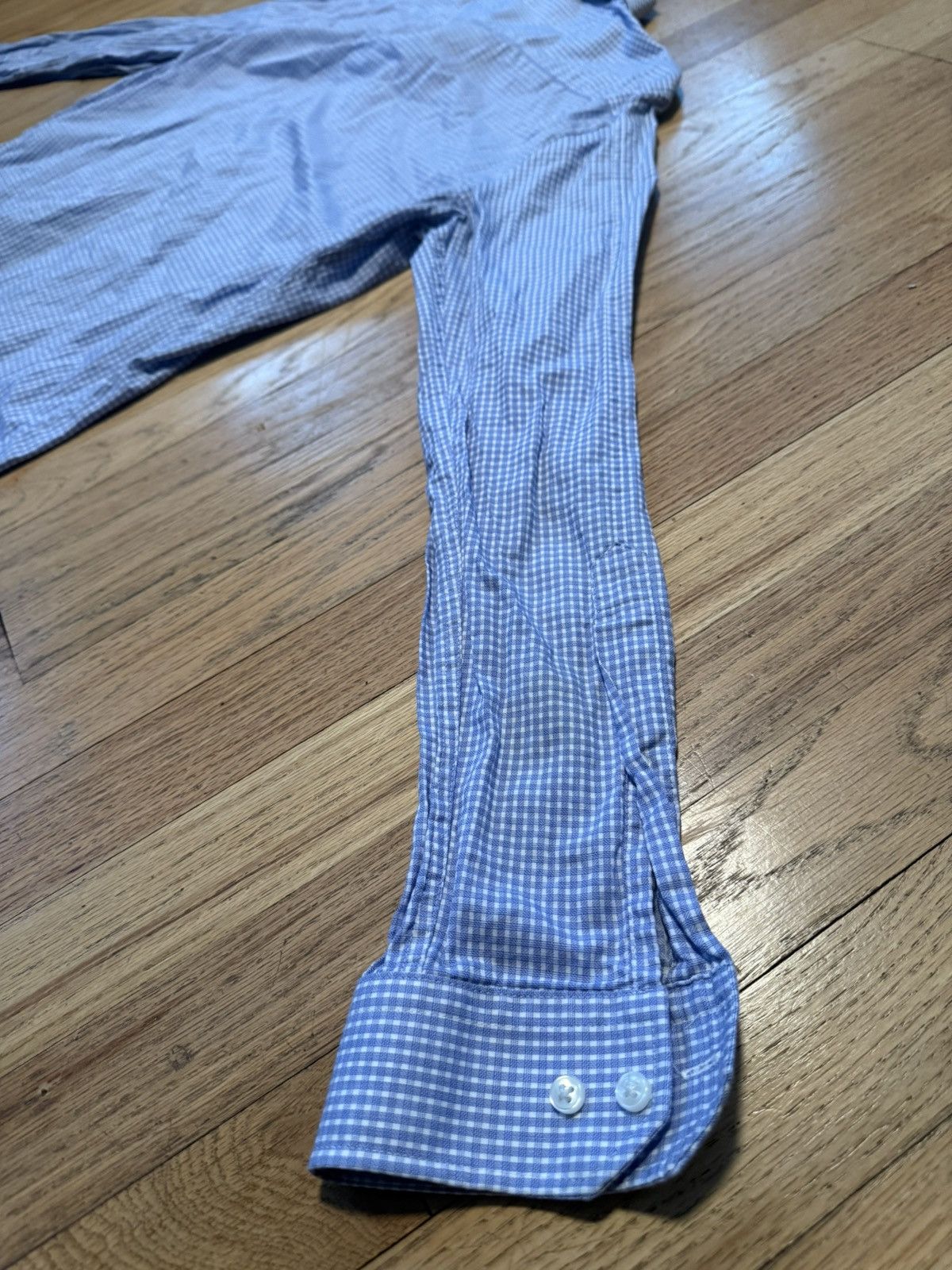 Saks Fifth Avenue SAKS FIFTH AVENUE Long Sleeve Dress Shirt BLUE WHITE CHECK Size US M / EU 48-50 / 2 - 7 Thumbnail