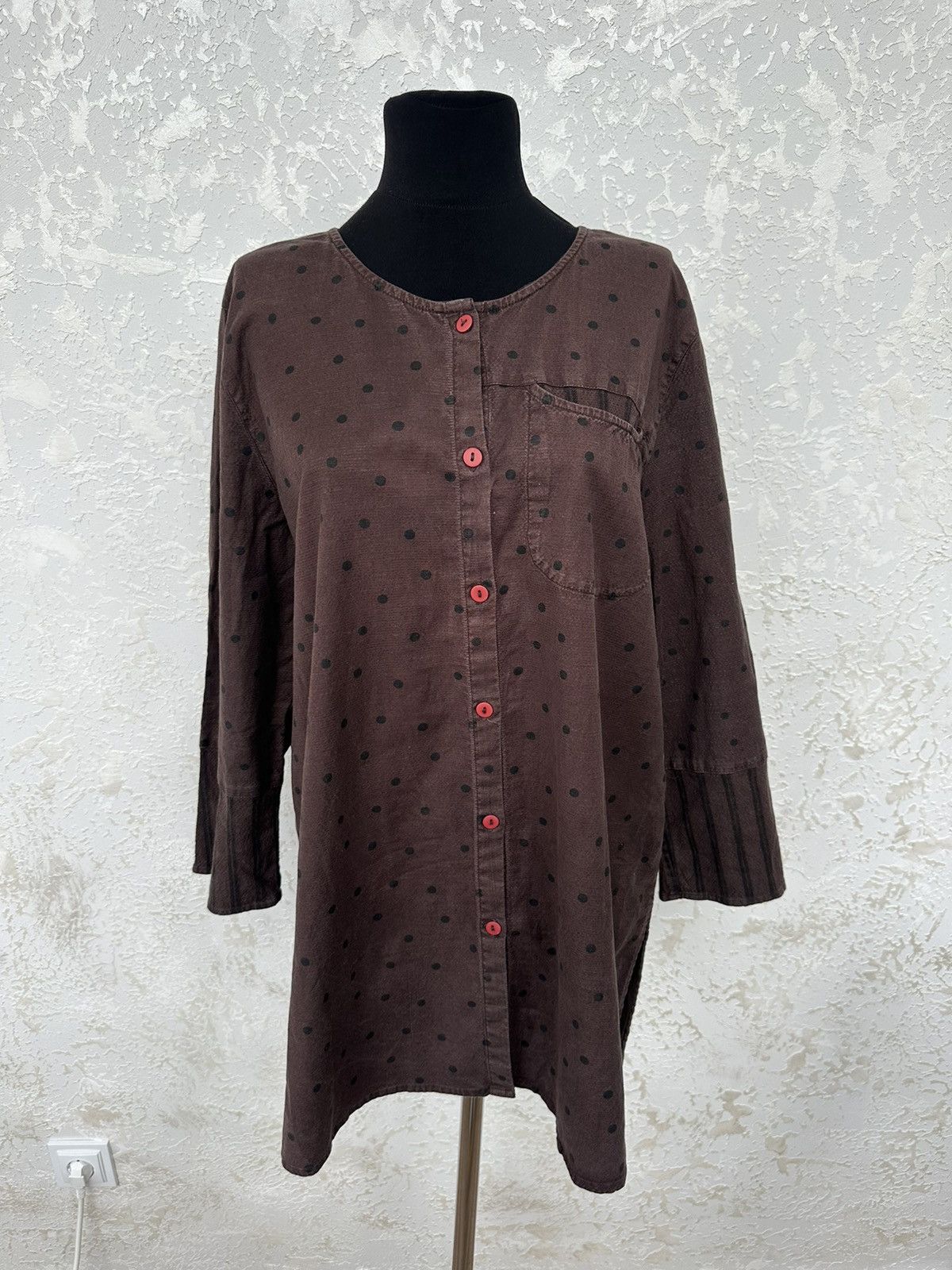 Gudrun Sjoden Gudrun Sjoden Organic Cotton Linen Polka Long Sleeve Blouse Size L / US 10 / IT 46 - 1 Thumbnail