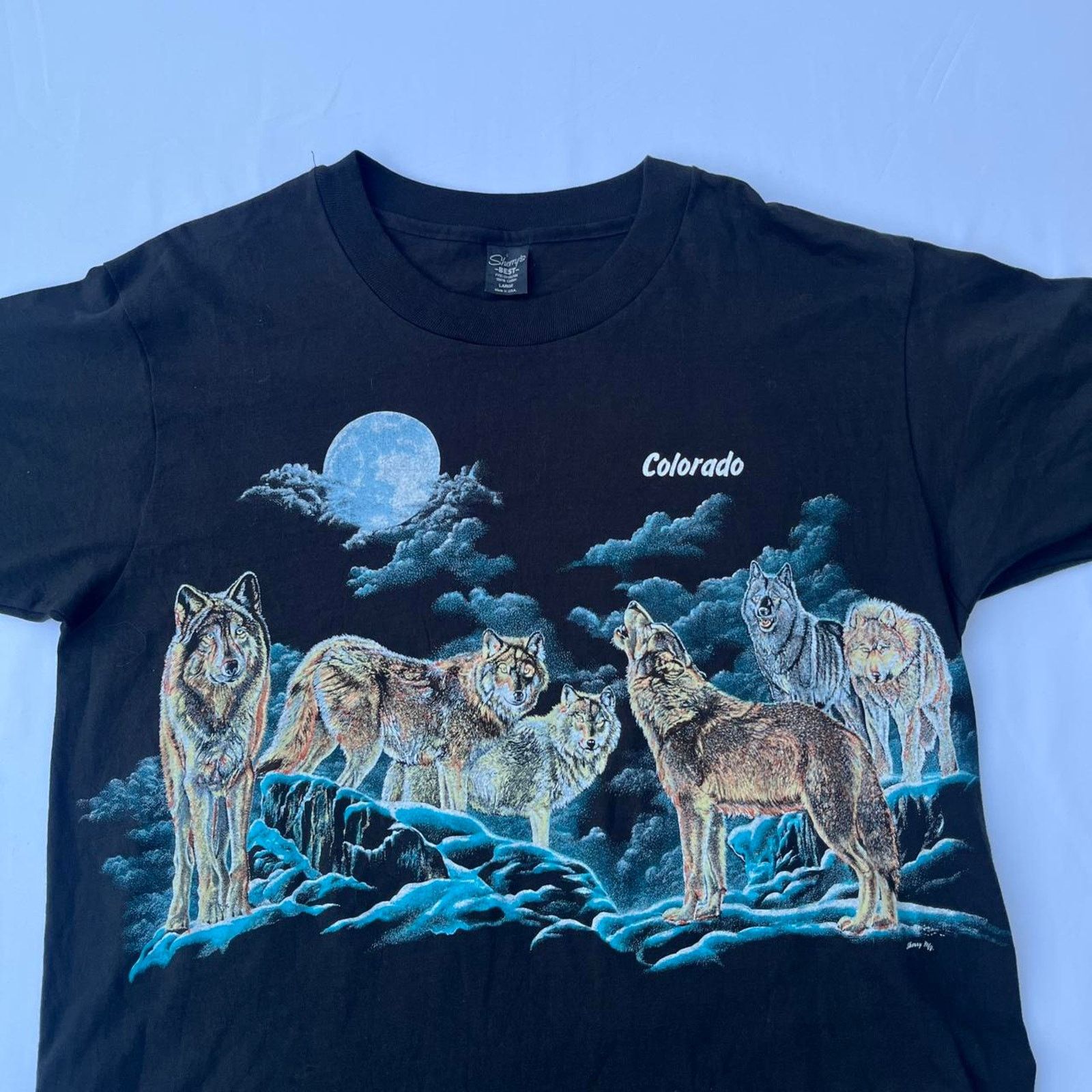 Other Mountain Wolf AOP Vintage 90s Wildlife Single Stitch T-Shirt Size US L / EU 52-54 / 3 - 2 Thumbnail