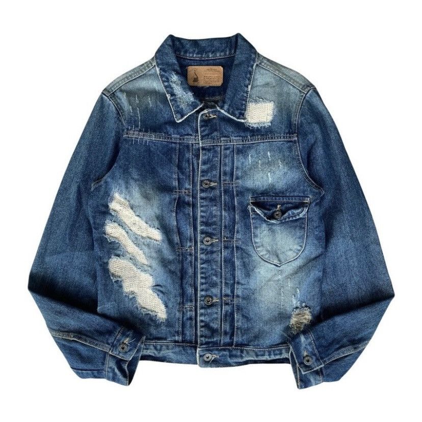 Japanese Brand ONE POINT TYPE 1 DISTRESSED DENIM JACKET Size US M / EU 48-50 / 2 - 1 Thumbnail