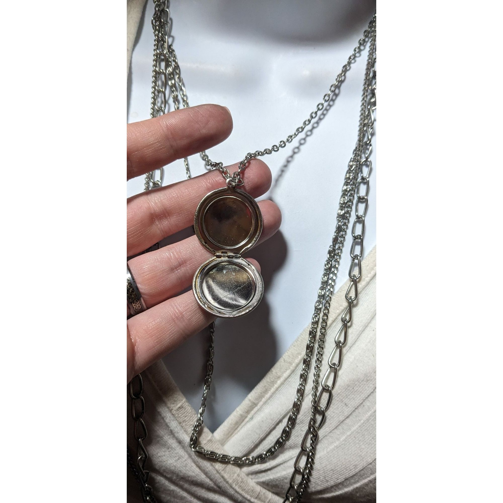 Other Silver Multilayer Chain Locket Necklace Size ONE SIZE - 6 Thumbnail