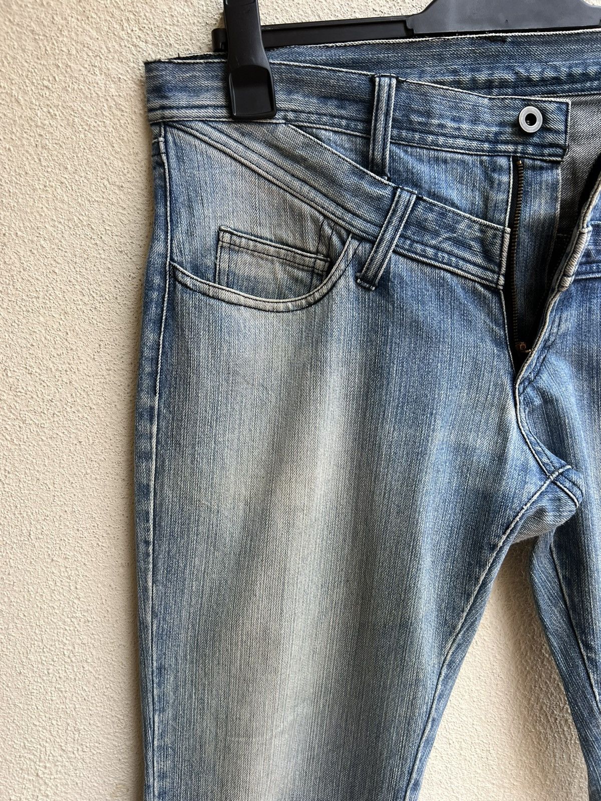 Japanese Brand Rupert Japan Double Waist Fade Mud Blue Denim Flare Jeans Size US 34 / EU 50 - 8 Thumbnail