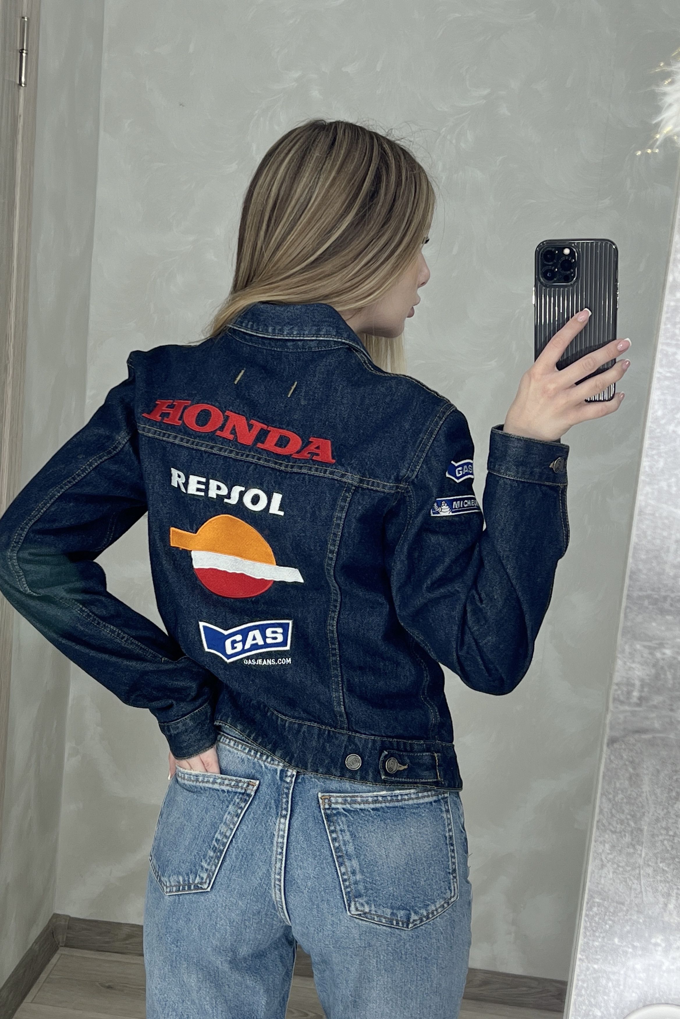 GAS × Honda Gas Denim Jacket Honda Repsol Racing Michelin Women Size L / US 10 / IT 46 - 1 Thumbnail