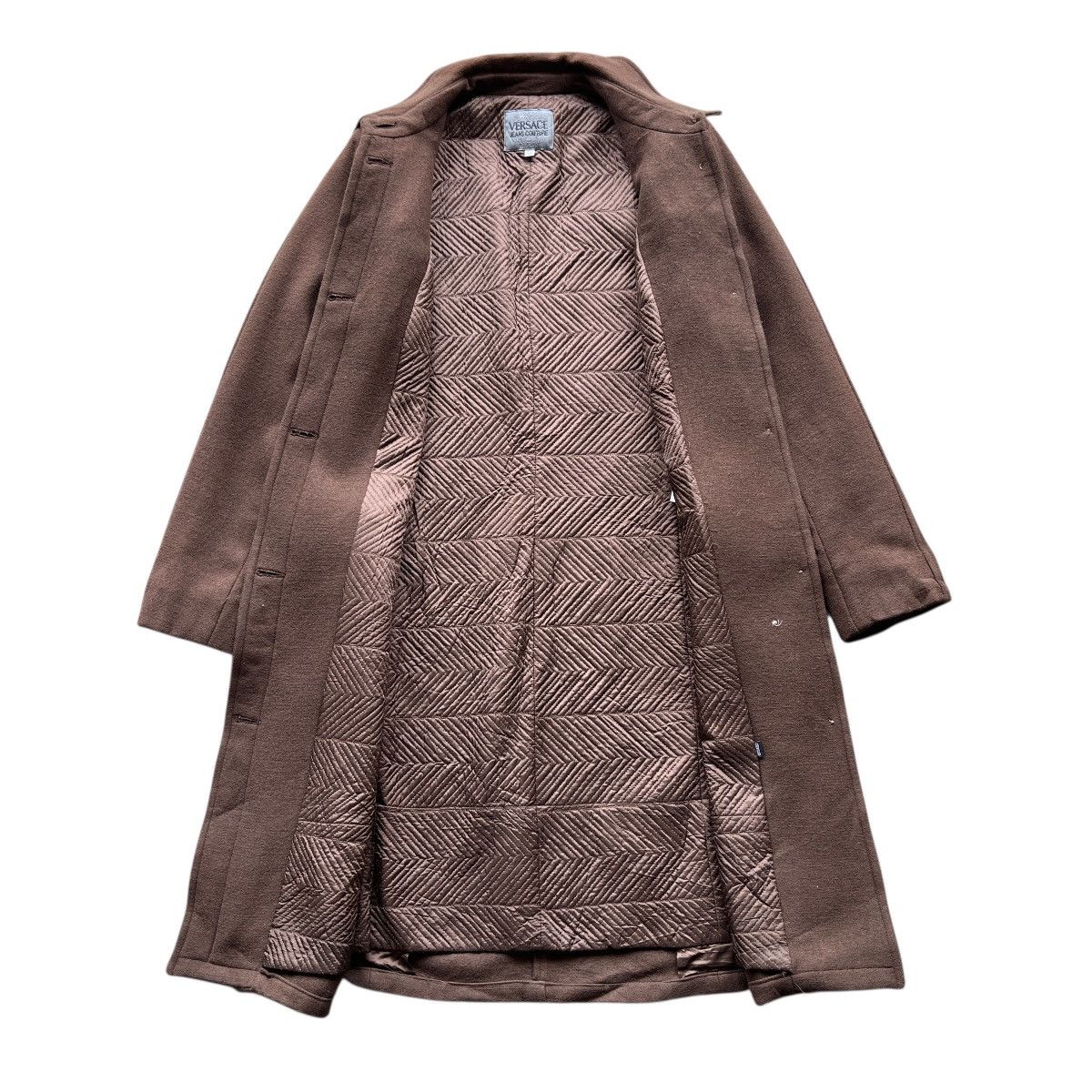 Versace 🔥 RICH BROWN VERSACE JEANS COUTURE OVERCOAT MADE IN ITALY Size US S / EU 44-46 / 1 - 2 Thumbnail