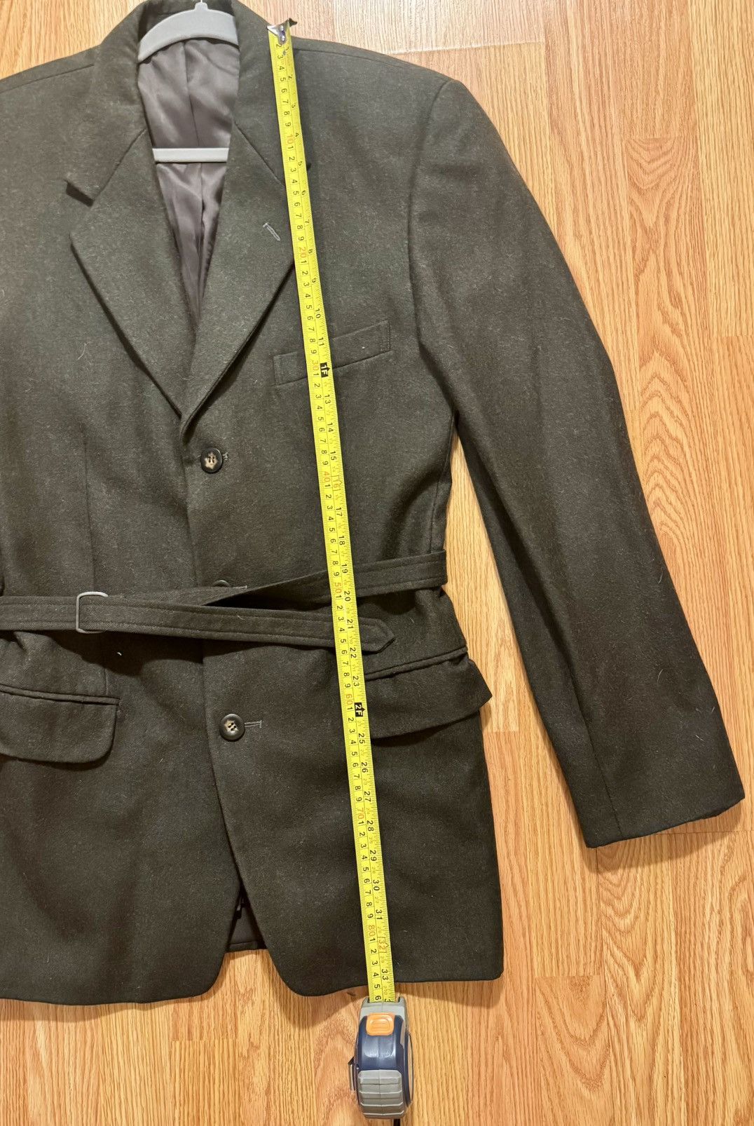 Giuliano Fujiwara Giuliano Fujiwara Belted Wool Blazer Green Minimal Archive Size 50R - 6 Thumbnail