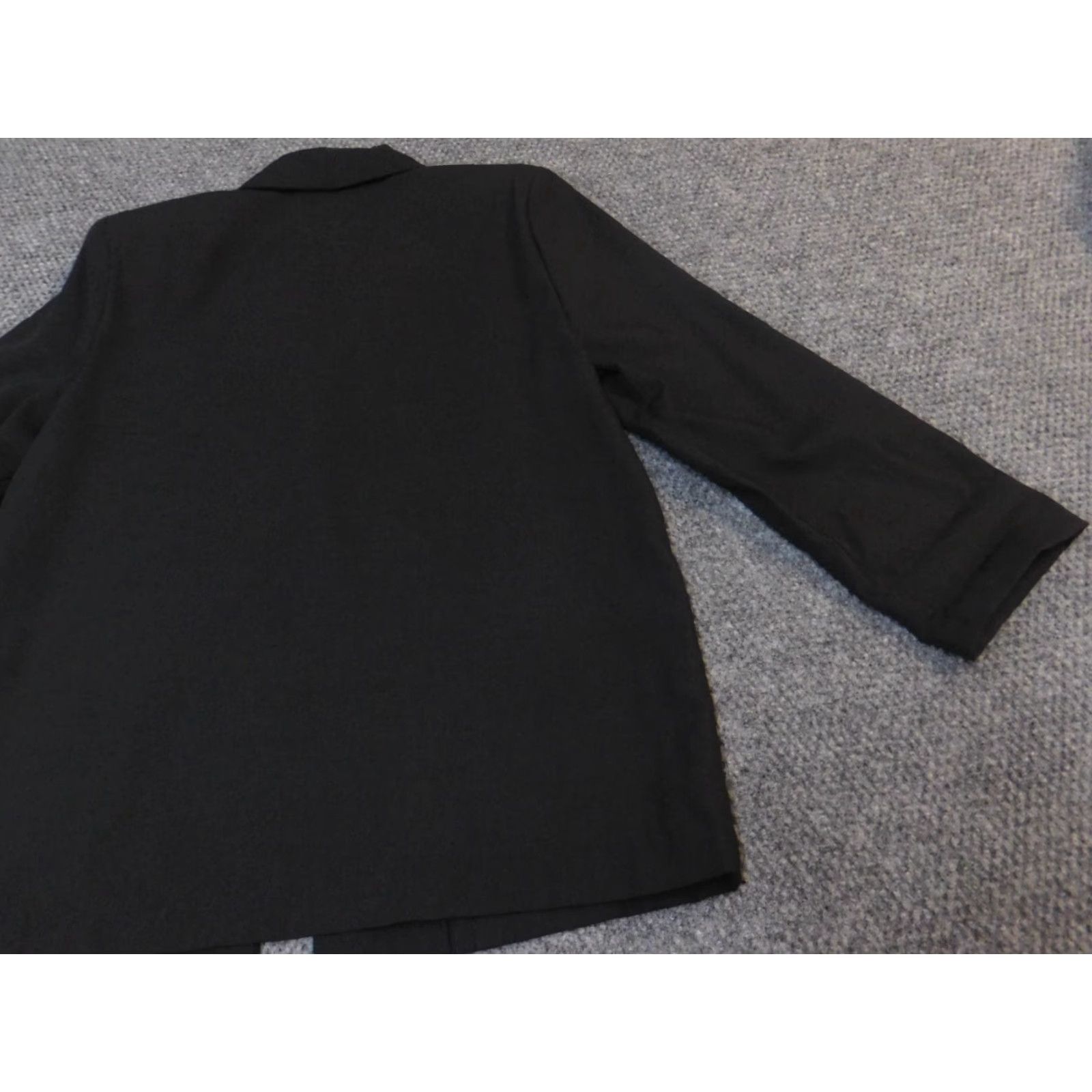 Vintage Sag Harbor Blazer Womens 10P Petite Black Notch Lapel Single-Breasted 1 Button Tuxedo Style Lightweight Fall Winter Size L / US 10 / IT 46 - 6 Thumbnail