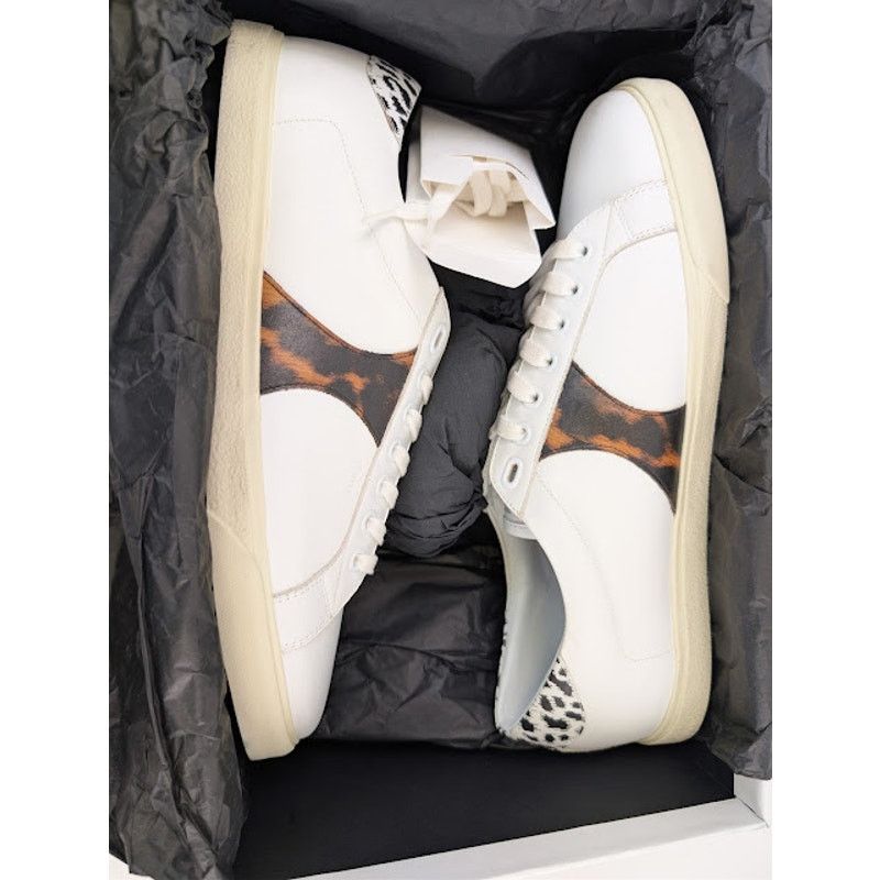 Celine o1rshd1 Smooth Leather Low Top Sneakers White/ Brown/ Black Size US 10 / EU 43 - 21 Thumbnail