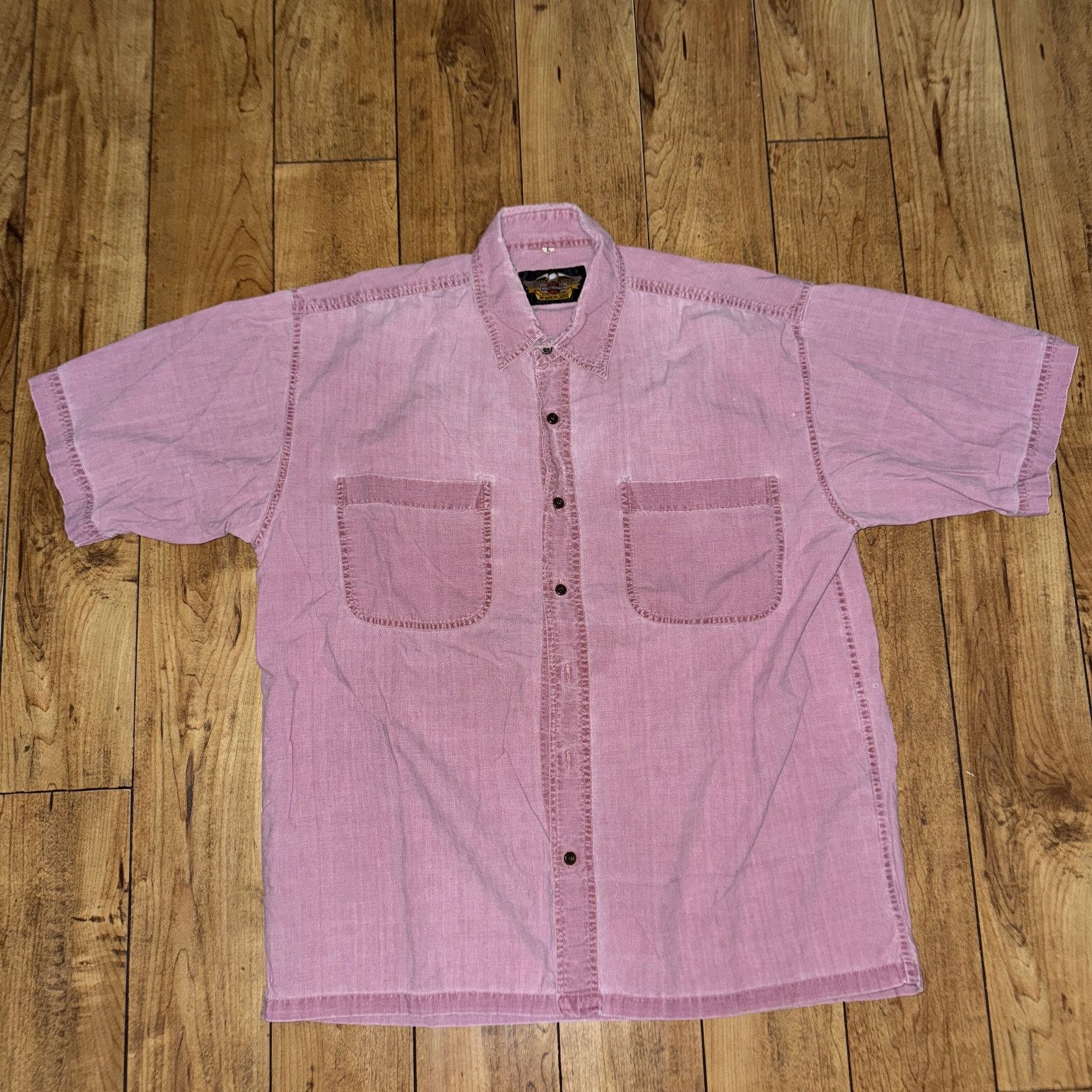 Harley Davidson × Vintage Harley Davidson Double Pocket Button Down Shirt Red L 22x28 Size US L / EU 52-54 / 3 - 1 Thumbnail