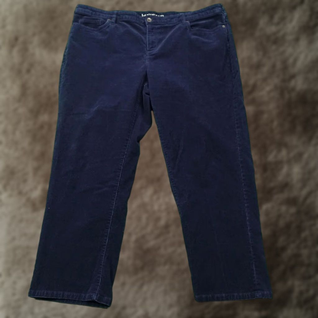 Lands' End Lands' End Pants Womens 20W Blue Corduroy Mid Rise Straight Chino 43x27 Size 42" / US 20 - 1 Thumbnail