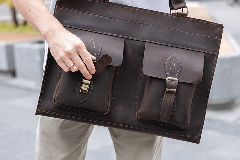 Handmade Genuine leather briefcase. Laptop bag. Messenger bag Size ONE SIZE - 3 Thumbnail