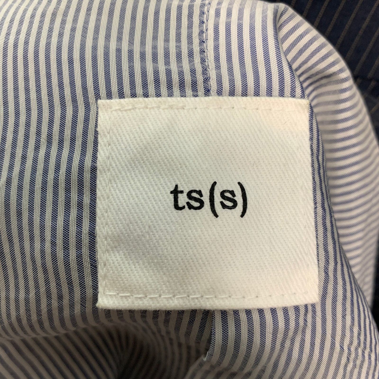 Ts(S) TS (S) Size L Navy Tan Pinstripe Cotton Silk Jacket Size US L / EU 52-54 / 3 - 4 Thumbnail