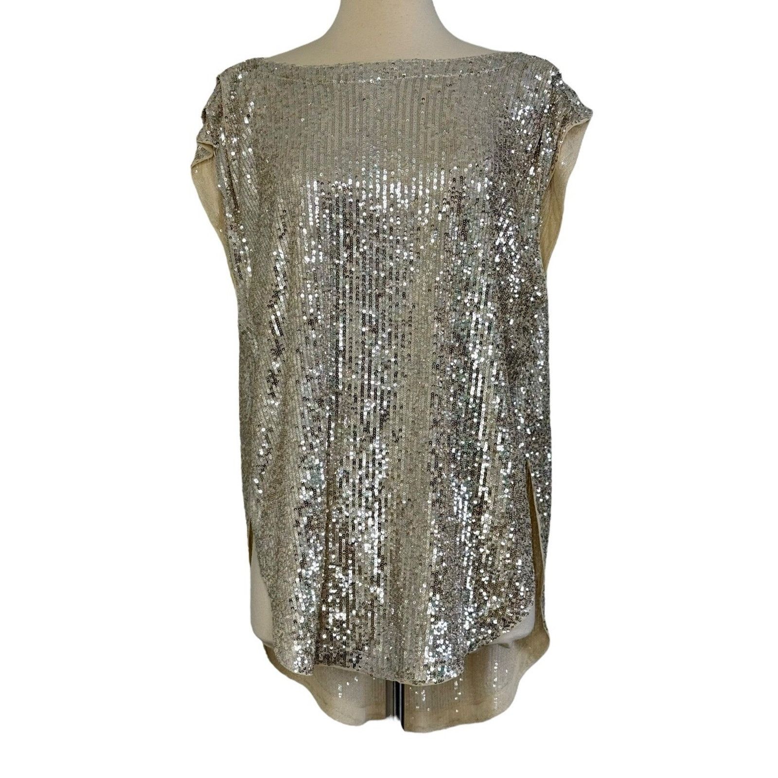 Free People FREE PEOPLE Shine Time Live Gold Silver Sequin Tunic Size XS Size XS / US 0-2 / IT 36-38 - 5 Thumbnail