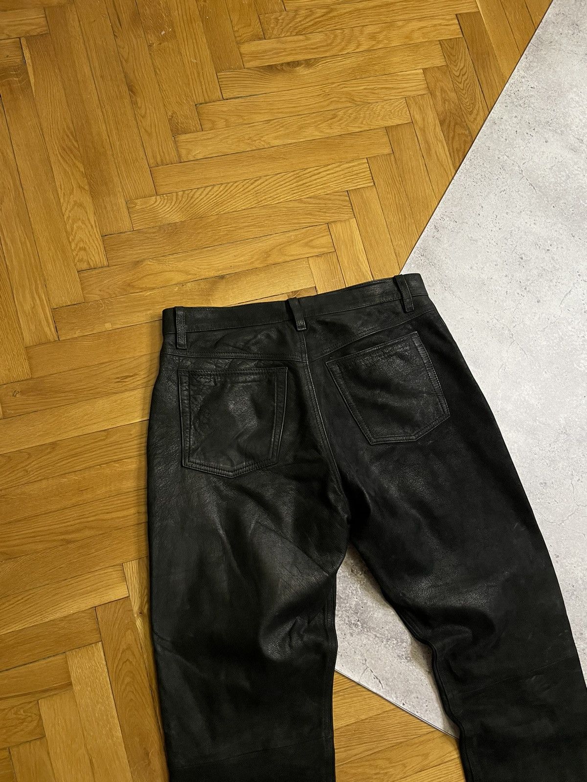 Japanese Brand Vintage Y2K Leather Black Pants Travis Scott Style Size US 33 - 5 Thumbnail