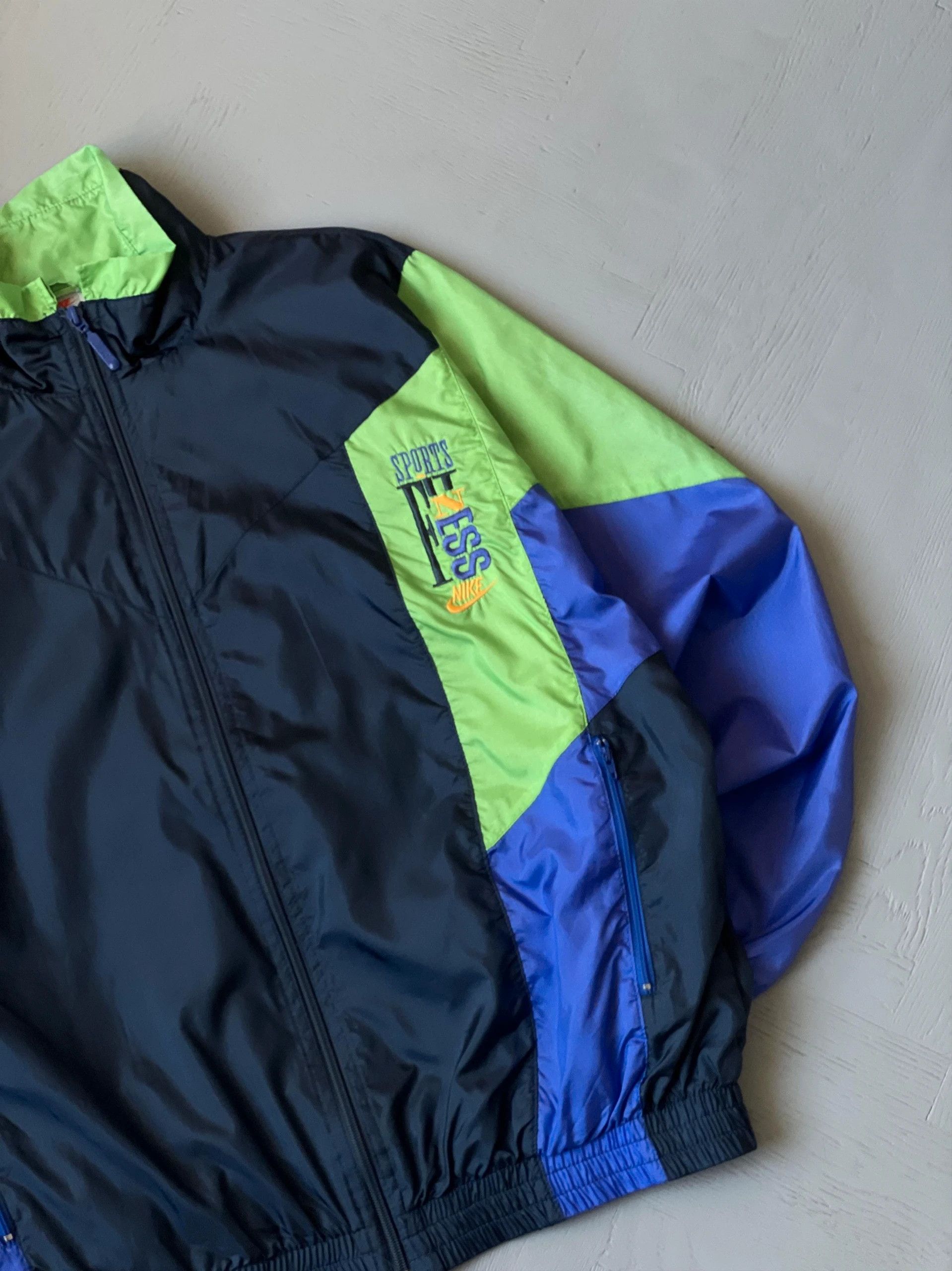 Nike × Vintage Vintage Nike Full Zip Retro Track Jacket Neon/Blue Size US M / EU 48-50 / 2 - 2 Thumbnail