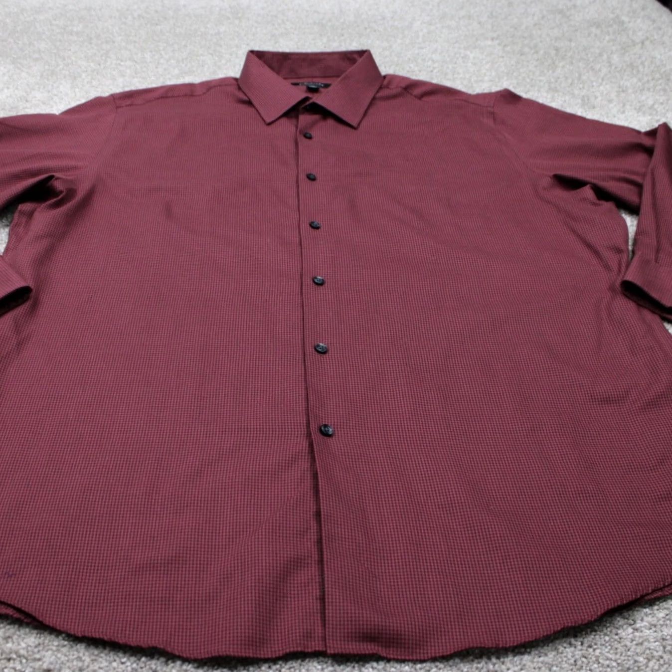 Vintage Structure Dress Shirt Mens 17-17 1/2, 32/33 XL Red Modern Fit Cotton/Poly L/S Shirt Size 48R - 3 Thumbnail
