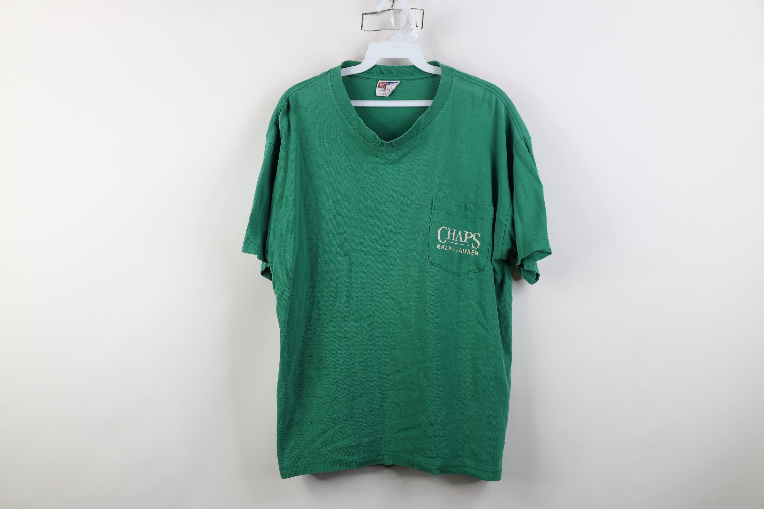Polo Ralph Lauren Vintage 90s Chaps Ralph Lauren Pocket T-Shirt Green USA Size US L / EU 52-54 / 3 - 1 Thumbnail