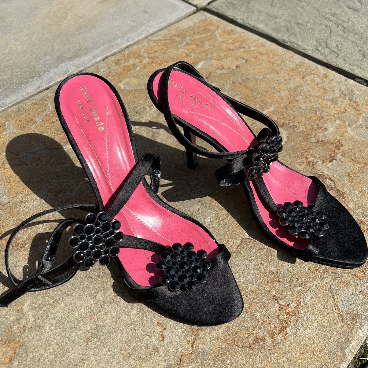 Kate Spade Kate Spade Black Sandal High Heels with Black Gem Flower Size US 8 / IT 38 - 1 Thumbnail