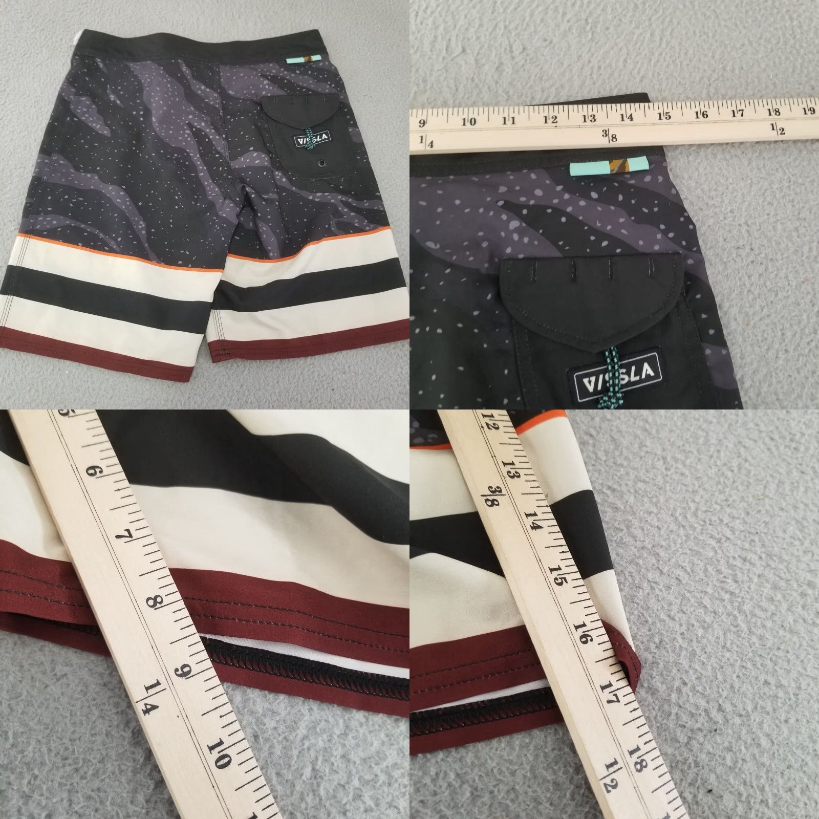 Vissla Vissla Board Shorts Mens Size 28 Swim Trunks Gray Multicolor 100% Polyester Quick Dry Stretch Pockets Back Pocket Drawstring Beach Surfing Size US 28 / EU 44 - 8 Thumbnail