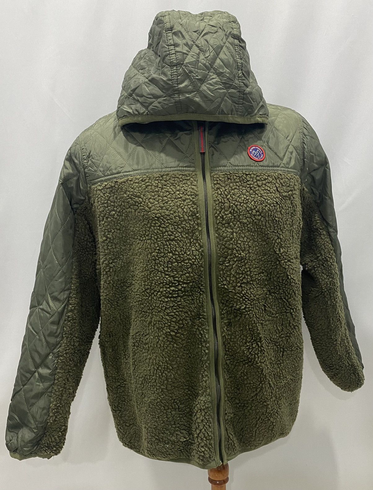 image of Outdoor Life x Outdoor Products Vintage Outdoor Product Canvas Sherpa Hoodie Jacket in Army Green (